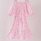 Pink Floral Bow Smocked Jumpsuit