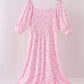Pink Floral Bow Smocked mom dress