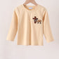 Khaki cross deer embroidery top
