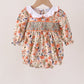 Coral floral smocked bubble