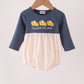 Navy sweet as pie embroidery gingham bubble