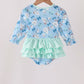 Blue goose bow embroidery ruffle bubble