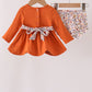 Orange floral ruffle bloomer set
