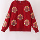 Rust turkey sequin mom&me top