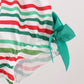 Green christmas tree bow applique stripe bloomer set