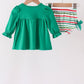 Green christmas tree bow applique stripe bloomer set