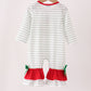 Red gingerbread house applique stripe ruffle romper