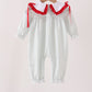 Sage santa applique stripe romper
