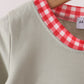 Sage santa applique gingham romper