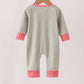 Sage santa applique gingham romper
