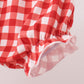 Goose embroidery ruffle gingham bloomer set
