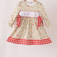 Goose embroidery ruffle gingham dress