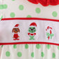Green grinch embroidery ruffle dot romper
