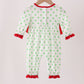 Green grinch embroidery ruffle dot romper