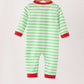 Green grinch embroidery stripe romper