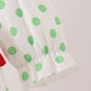 Green dot grinch embroidery ruffle tiered dress