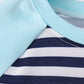 Blue train embroidery stripe top