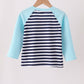 Blue train embroidery stripe top
