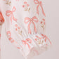 Pink bow embroidery ruffle bubble