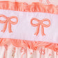 Pink bow embroidery ruffle pants set
