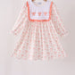 Pink bow embroidery ruffle dress