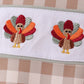 Brown turkey embroidery gingham romper