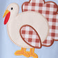 Blue turkey applique gingham pants set