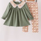 Green goose pumpkin embroidery pants set