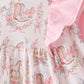Pink horse ruffle pants set