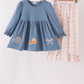 Pumpkin Pie Bow Embroidery Ruffle Pants Set