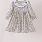 Blue turkey embroidery dress