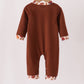 Brown touchdown football embroidery romper