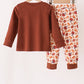Brown touchdown football embroidery pants set