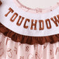Brown touchdown football embroidery ruffle pants set