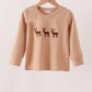 Brown deer embroidery top