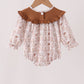 Brown Howdy Y'ALL embroidery ruffle bubble