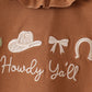 Brown Howdy Y'ALL western embroidery ruffle pants set