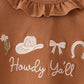 Brown Howdy Y'ALL western embroidery ruffle pants set