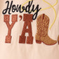 Brown Howdy Y'ALL boots embroidery plaid pants set