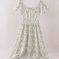 Sage floral smocked tiered mom dress