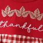 Maroon thankful leaves embroidey gingham bubble