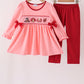 Pink turkey embroidery pants set