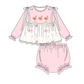 Pink chicken embroidery bloomer set