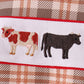 Brown Cow Embroidery Plaid Romper