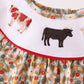 Brown Floral Cow Embroidery Dress