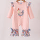 Pink Chicken Applique Ruffle Romper