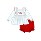 Blue Stripe Holly Jolly Ruffle Bloomer Set