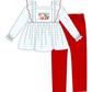 Blue Stripe Holly Jolly Ruffle Pants Set