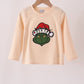 Beige Grinch Applique Top