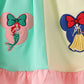 Colorblock character applique ruffle dress